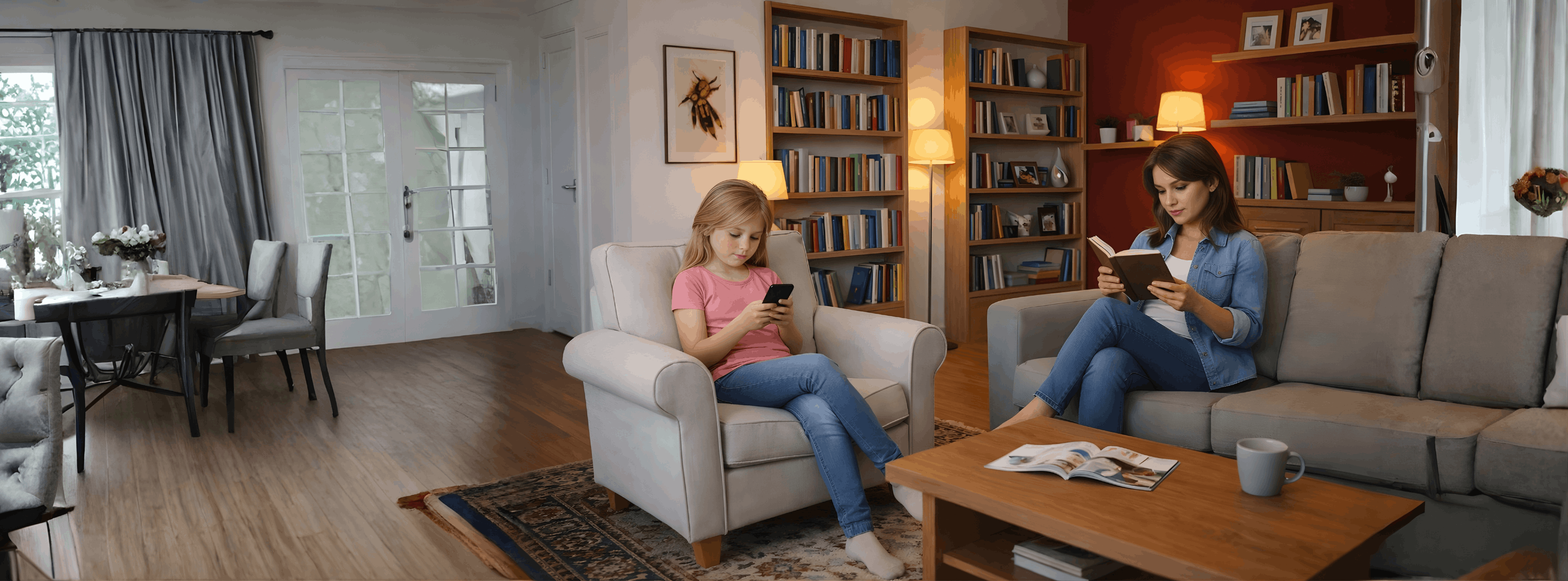 Parent and child together, calm and connected